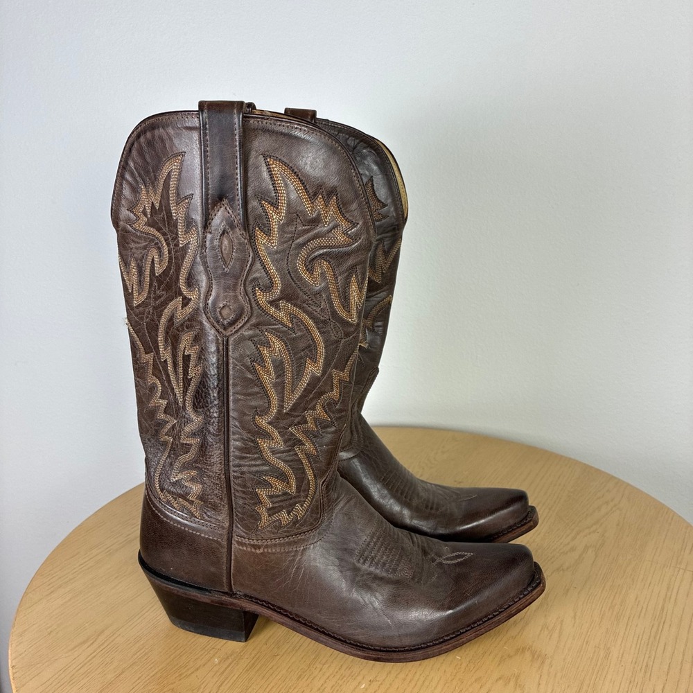 Old West Leather Embroidered Western Cowboy Boots Womens 7.5 D Boho Cowgirl